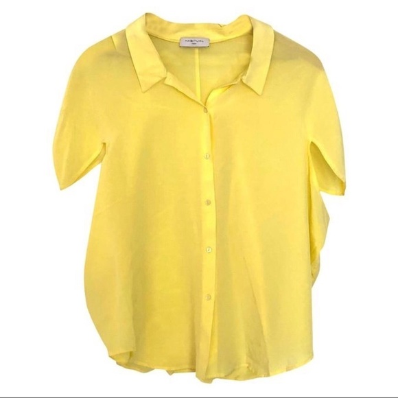 Habitual 100% Silk Button Down Blouse Yellow XL - Picture 6 of 6